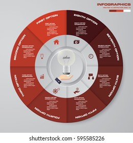 Infographic design template 8 options pie chart and business concept. EPS10.