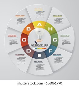 Infographic design template 8 options pie chart and business concept. EPS10.