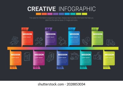 Infographic design template with 9 options, Can be used for process diagram, presentations, workflow layout, banner, flow chart, info graph.