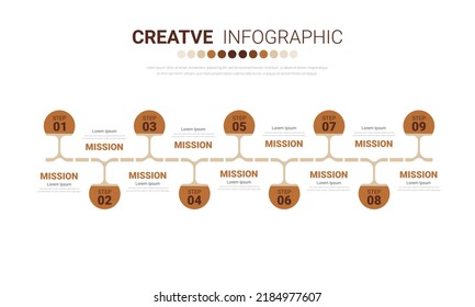 Infographic design template with 9 options, Can be used for process diagram, presentations, workflow layout, banner, flow chart, info graph.