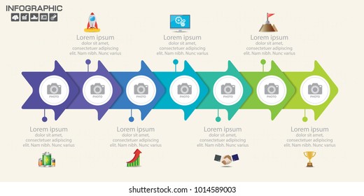 Infographic design template with arrow and frame for you photo, can be used for workflow layout, diagram, report, web design. 