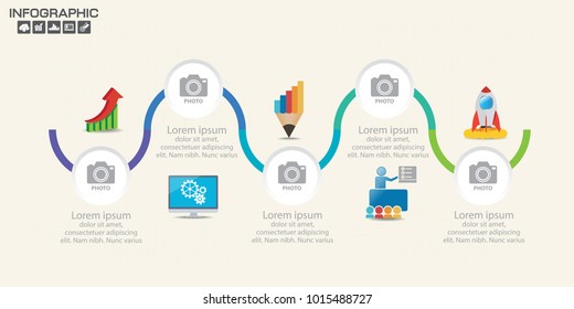 Infographic design template with arrow and frame for you photo, can be used for workflow layout, diagram, report, web design. 