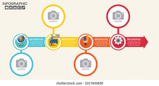 Infographic design template with arrow and frame for you photo, can be used for workflow layout, diagram, report, web design. 