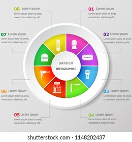 Infographic design template with barber icons, stock vector