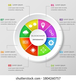 Infographic design template with blockchain icons, stock vector