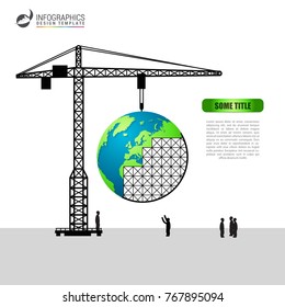 Infographic design template. Building new earth concept. Vector illustration