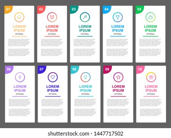 infographic design template for business 10 step. modern mind map diagram. premium ten option timeline diagram in multicolor flat design in vector