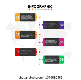 infographic design template for business 6 step. modern and premium timeline diagram in multi color flat design in vector