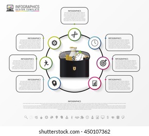 Infographic design template. Business briefcase. Vector illustration