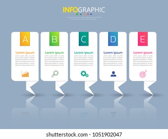 Infographic design template, Business concept with 5 steps or options, can be used for workflow layout, diagram, annual report, web design. Creative banner,label vector.