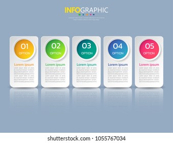 Infographic design template, Business concept with 5 steps or options, can be used for workflow layout, diagram, annual report, web design. Creative banner,label vector.