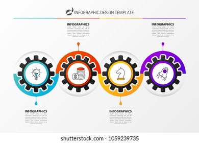 Infographic design template. Business concept with gears. Vector illustration