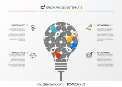 Infographic design template. Business concept with bulb. Vector illustration