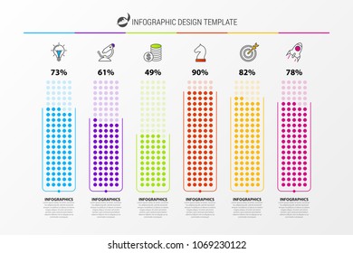 Infographic design template. Business concept with 6 columns. Vector illustration