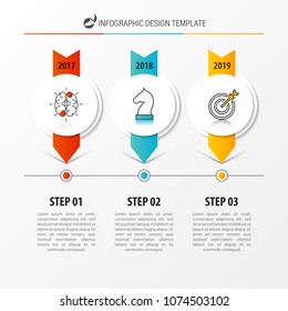 Infographic design template. Business concept with 3 steps. Can be used for workflow layout, diagram, banner, webdesign. Vector illustration