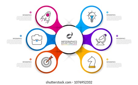 Infographic design template. Business concept with 6 steps. Can be used for workflow layout, diagram, banner, webdesign. Vector illustration