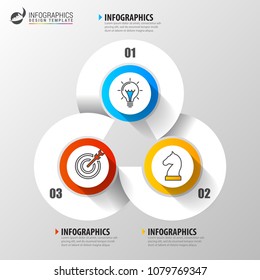 Infographic design template. Business concept with 3 steps. Can be used for workflow layout, diagram, banner, webdesign. Vector illustration