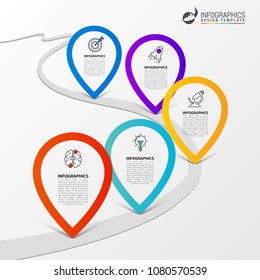 Infographic design template. Business concept with 5 steps. Can be used for workflow layout, diagram, banner, webdesign. Vector illustration