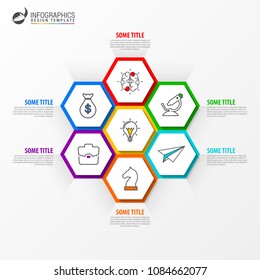 Infographic design template. Business concept with 6 steps. Can be used for workflow layout, diagram, banner, webdesign. Vector illustration