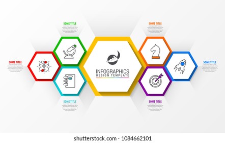 Infographic design template. Business concept with 6 steps. Can be used for workflow layout, diagram, banner, webdesign. Vector illustration