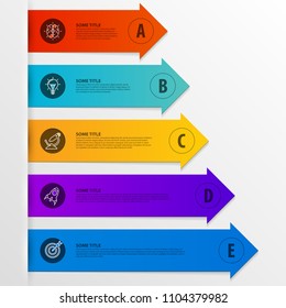 Infographic design template. Business concept with 5 steps. Can be used for workflow layout, diagram, banner, webdesign. Vector illustration