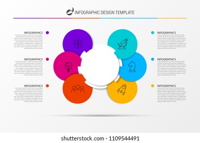 Infographic design template. Business concept with 6 steps. Can be used for workflow layout, diagram, banner, webdesign. Vector illustration