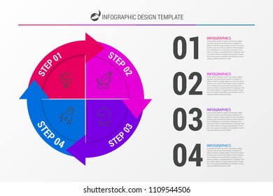 Infographic design template. Business concept with 4 steps. Can be used for workflow layout, diagram, banner, webdesign. Vector illustration