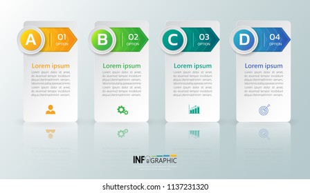 Infographic design template, Business concept with 4 steps or options, can be used for workflow layout, diagram, annual report, web design. Creative banner,label vector.