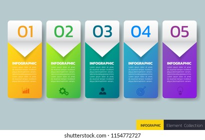 Infographic design template, Business concept with 5 steps or options, can be used for workflow layout, diagram, annual report, web design. Creative banner,label vector.