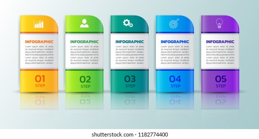 Infographic design template, Business concept with 5 steps or options, can be used for workflow layout, diagram, annual report, web design. Creative banner,label vector.