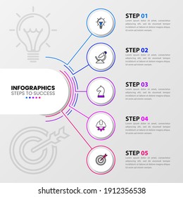 Infographic design template. Business concept with 5 steps. Can be used for workflow layout, diagram, banner, webdesign. Vector illustration