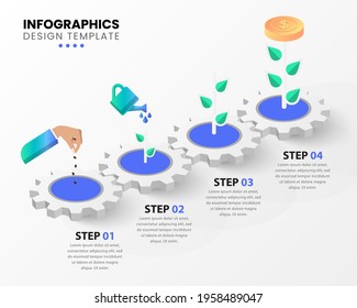 Plantilla de diseño infográfico. Concepto de negocio con 4 pasos. Se puede utilizar para diseño de flujo de trabajo, diagrama, banner, diseño web. Ilustración del vector