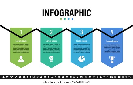 Infographic design template with business concept vector illustration with 4 steps or options or processes represent work flow or diagram