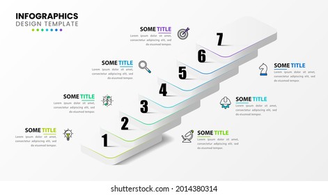 Infographic design template. Business concept with 7 steps. Can be used for workflow layout, diagram, banner, webdesign. Vector illustration
