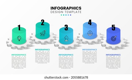 Infographic design template. Business concept with 5 steps. Can be used for workflow layout, diagram, banner, webdesign. Vector illustration
