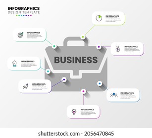 Infographic design template. Business concept with 7 steps. Can be used for workflow layout, diagram, banner, webdesign. Vector illustration