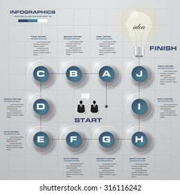 Infographic Design Template And Business Concept With 10 Options, Parts, Steps Or Processes. Can Be Used For Work Flow Layout, Diagram, Number Options, Web Design.