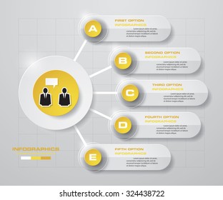 Infographic design template and business concept with 5 options, parts, steps or processes. Can be used for work flow layout, diagram, number options, web design.