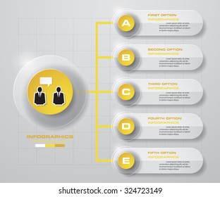 Infographic Design Template And Business Concept With 5 Options, Parts, Steps Or Processes. Can Be Used For Work Flow Layout, Diagram, Number Options, Web Design.