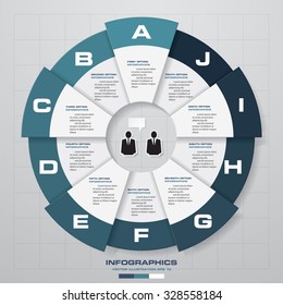 Infographic design template and business concept with 10 options, parts, steps or processes. Can be used for workflow layout, diagram, number options, web design.