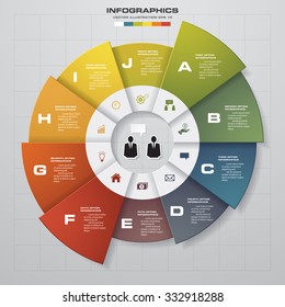 Infographic design template and business concept with 10 options, parts, steps or processes. Can be used for work flow layout, diagram, number options, web design.
