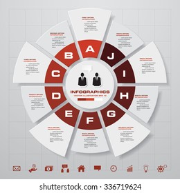 Infographic design template and business concept with 10 options, parts, steps or processes. Can be used for work flow layout, diagram, number options, web design.