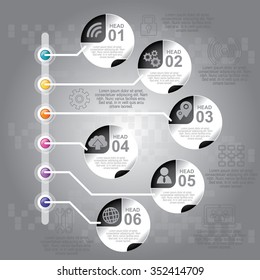 Infographic design template and business concept with 6 options, parts, steps or processes. Can be used for workflow layout, diagram, number options, web design.