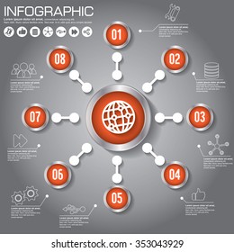 Infographic design template and business concept with 8 options, parts, steps or processes. Can be used for workflow layout, diagram, number options, web design.