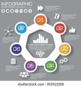 Infographic design template and business concept with 7  options, parts, steps or processes. Can be used for workflow layout, diagram, number options, web design.