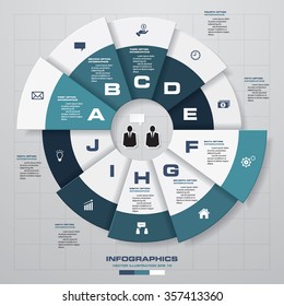 Infographic design template and business concept with 10 options, parts, steps or processes. Can be used for work flow layout, diagram, number options, web design.