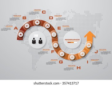 Infographic design template and business concept with 10 steps progress for your design and sample text.