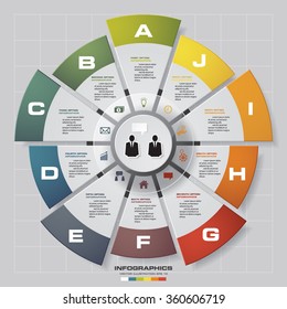 Infographic design template and business concept with 10 options, parts, steps or processes. Can be used for work flow layout, diagram, number options, web design.