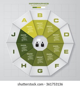 Infographic design template and business concept with 10 options, parts, steps or processes. Can be used for work flow layout, diagram, number options, web design.