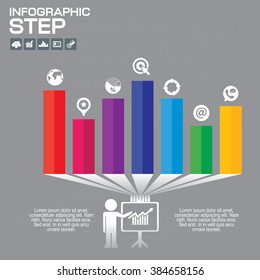 Infographic design template, Business concept with 7 parts, steps or processes. Can be used for workflow layout, diagram, number options, web design.